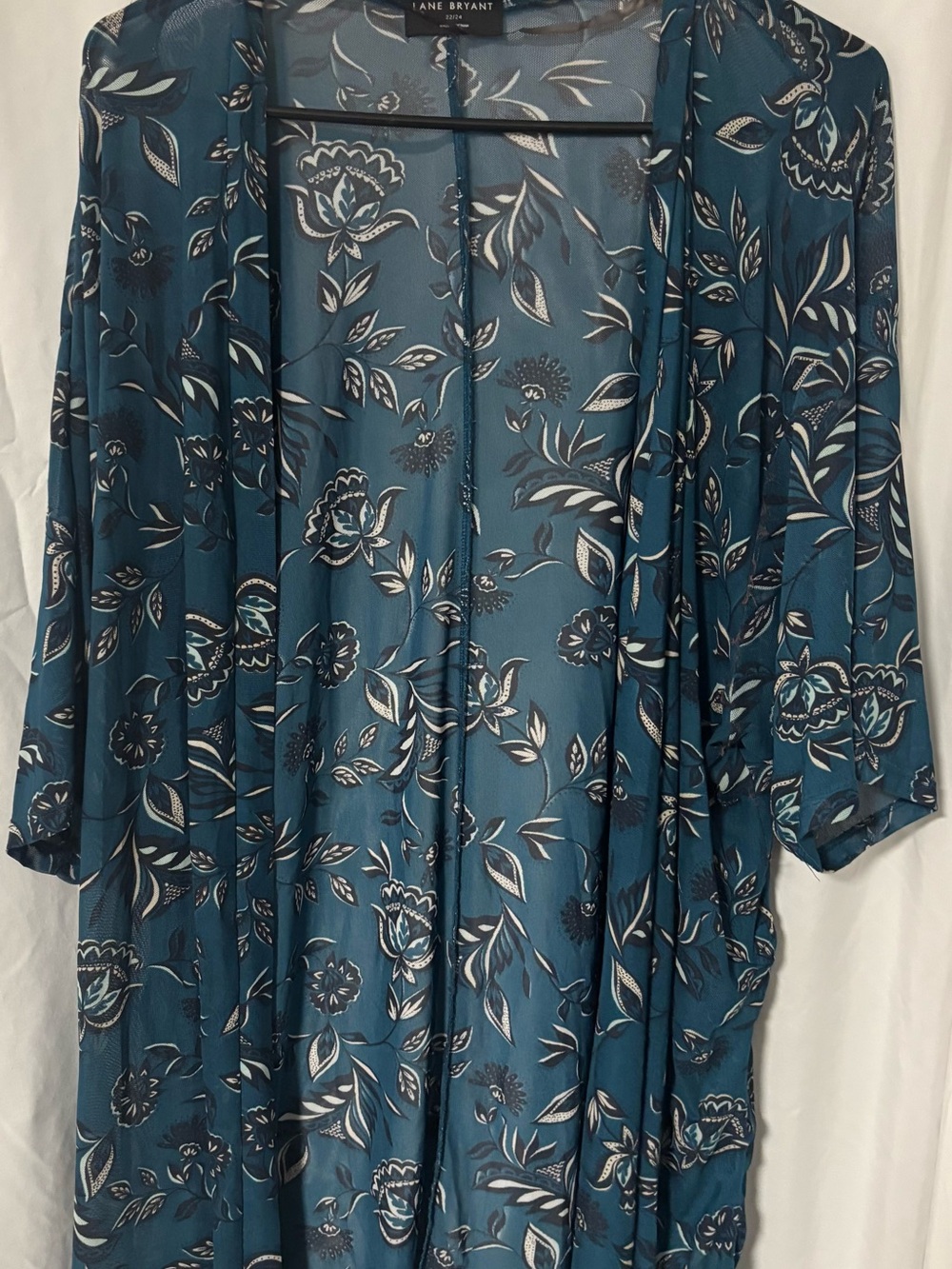 Lane Bryant Teal Floral Kimono Cardigan